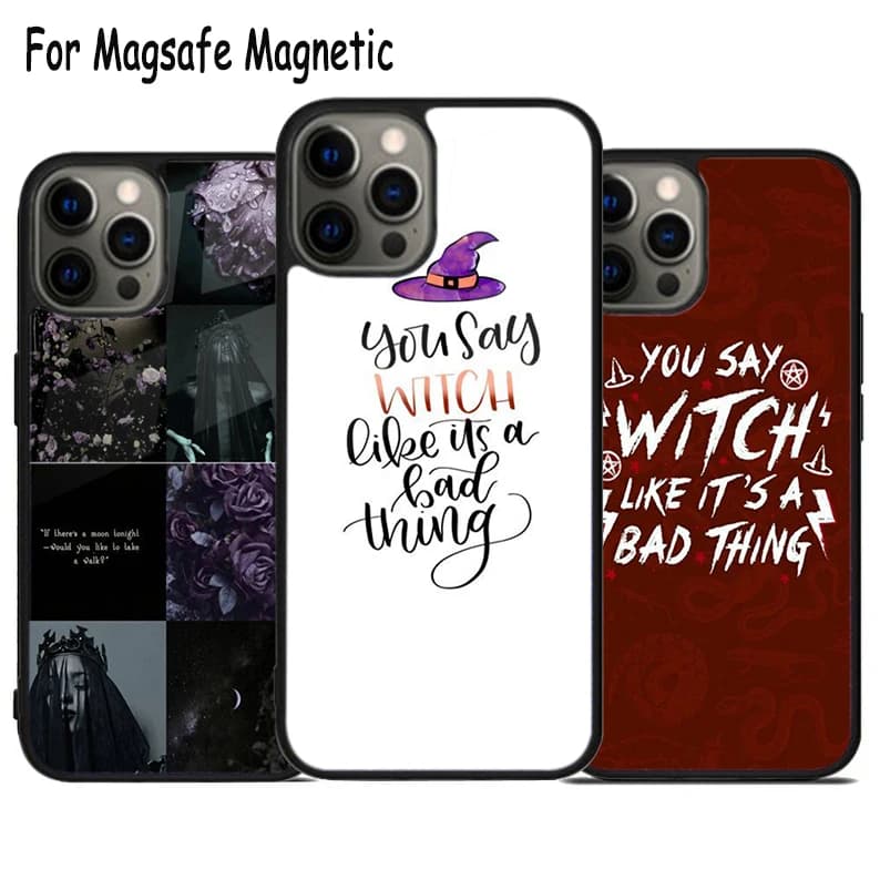 Cover per telefono Witch-Bad-Thing con ricarica wireless per iPhone 17 Air 15 16 16e 14 13 11 12 Pro Max Plus, cover magnetica Magsafe con paraurti