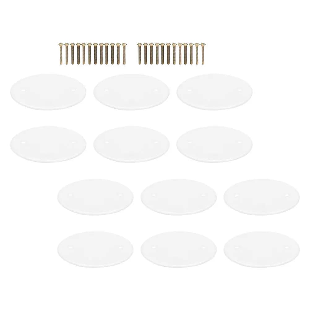 12Pcs Round Ceiling Cover Plates White Plastic 4.32 Inch Flat Blank Covers for Hole Concealing Home Office Commercial Socket
