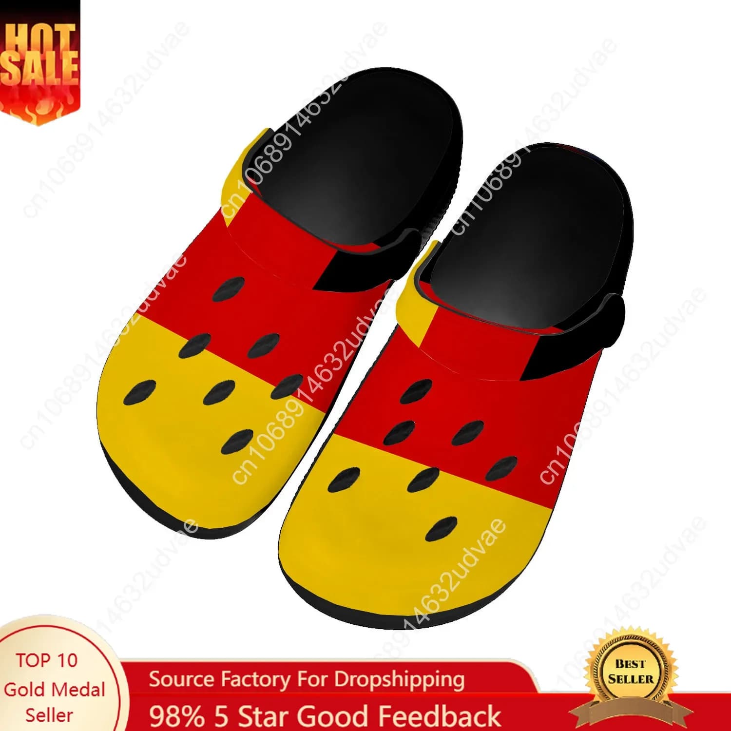 Men Women's National Flag Water Shoes Anti-slip Garden Hoses for Home Custom Sandals Beach Slippers with Breathable Hole