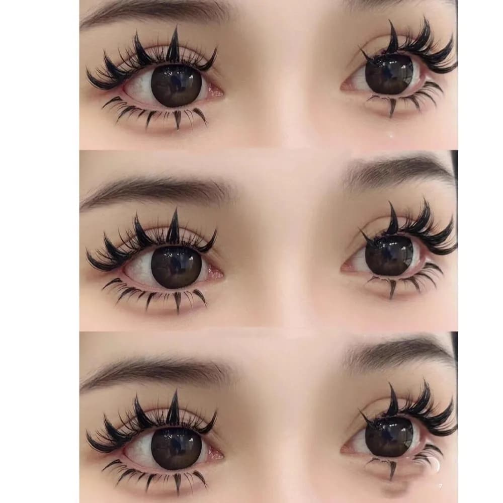 5 Paia/Scatola Ciglia Finte Nere Ispirate agli Anime, Curvatura C, Facili da Indossare, Extension Ciglia Fai-da-Te, Trucco Occhi