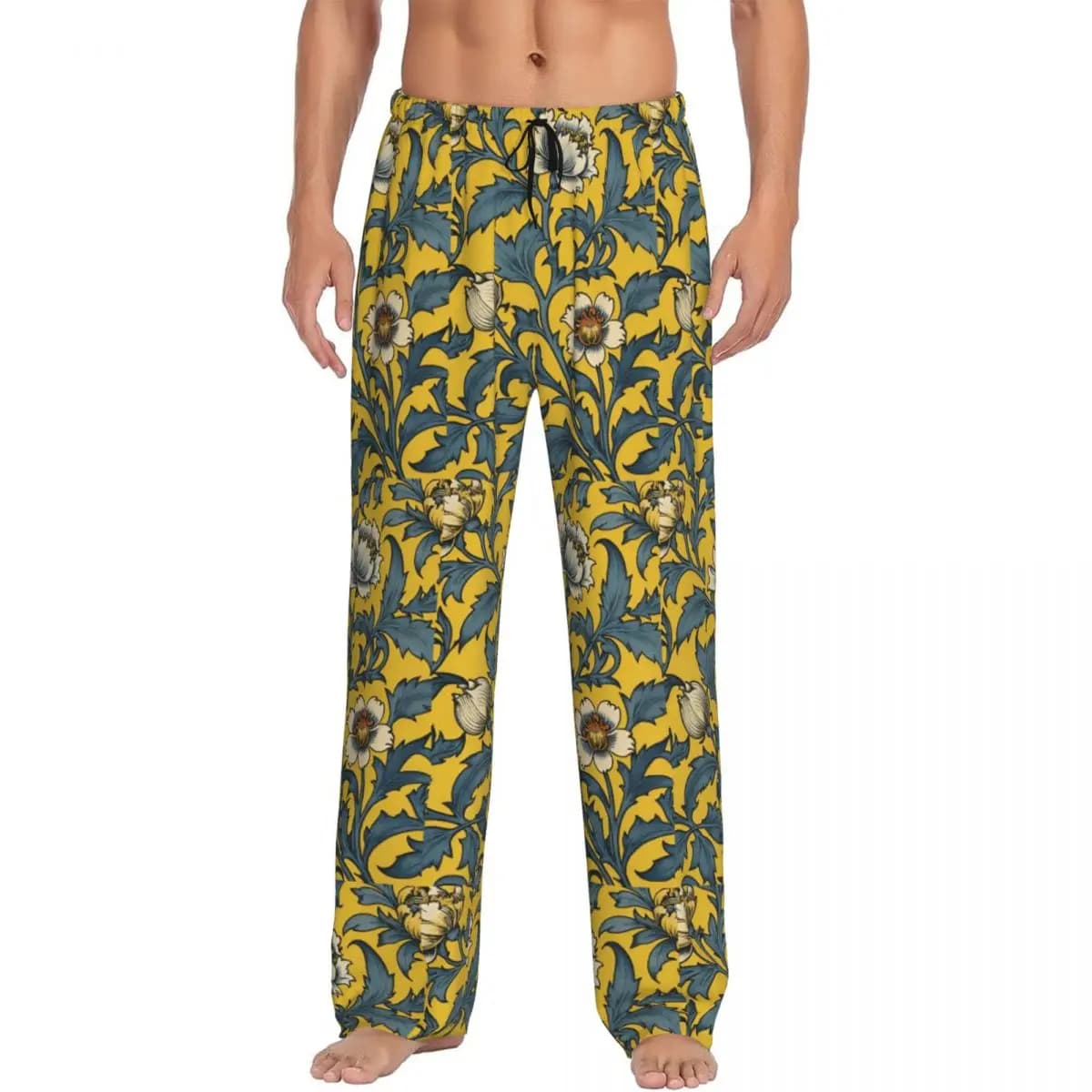 Pantaloni pigiama William Morris con stampa personalizzata Pantaloni da notte da uomo con tasche