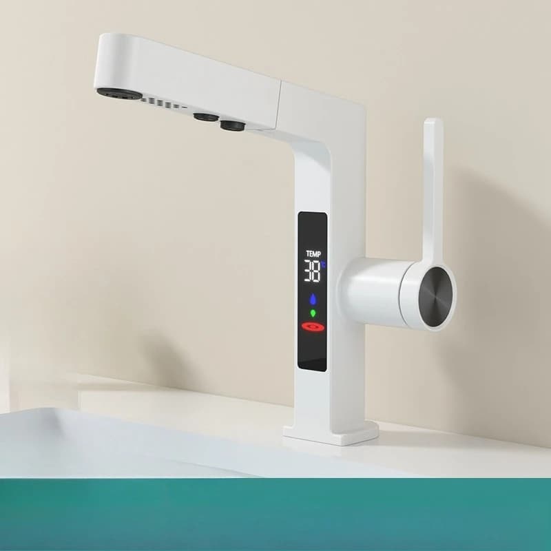Nuovo lavabo con display digitale intelligente, lavabo, rubinetto per collutorio telescopico caldo e freddo estraibile per uso domestico