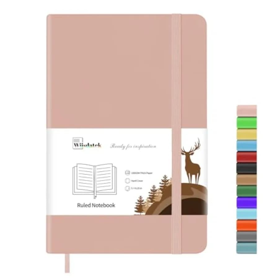 Notebook Journal, Lined Leather Hard Cover, 100Gsm Thick Paper with Inner Pocket for Writing Note Taking Office School, 5"×8.25