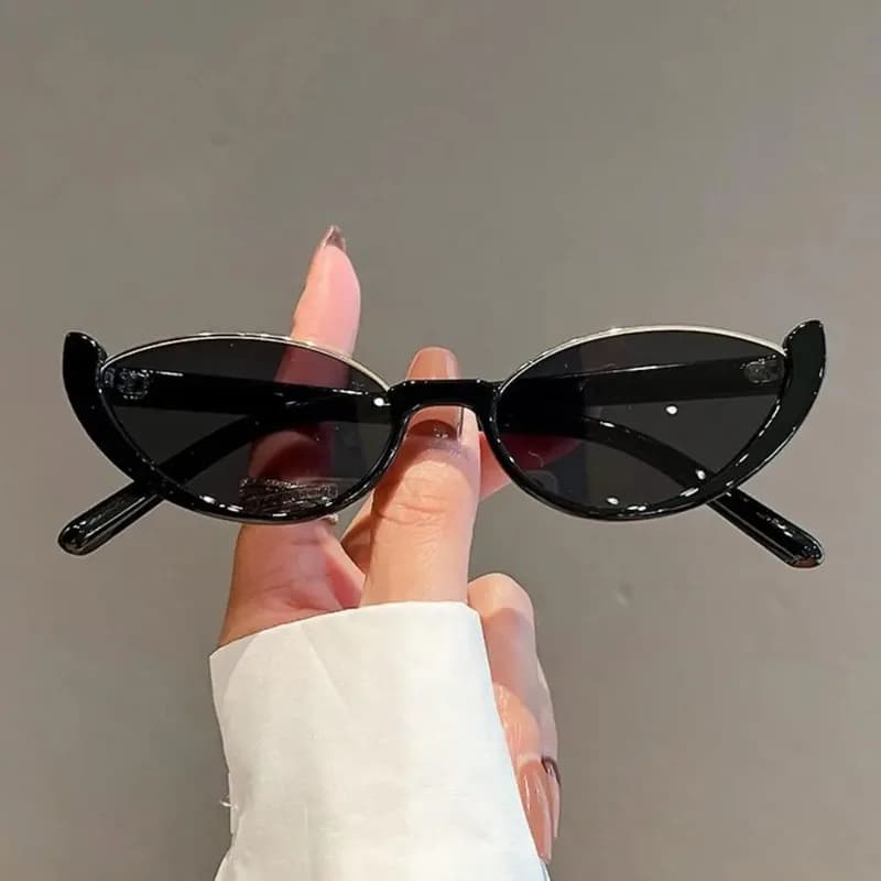 Occhiali da Sole Vintage a Occhio di Gatto per Donne, Montatura Semi-Rimless alla Moda, Protezione UV400, Occhiali Estivi Anti-UV