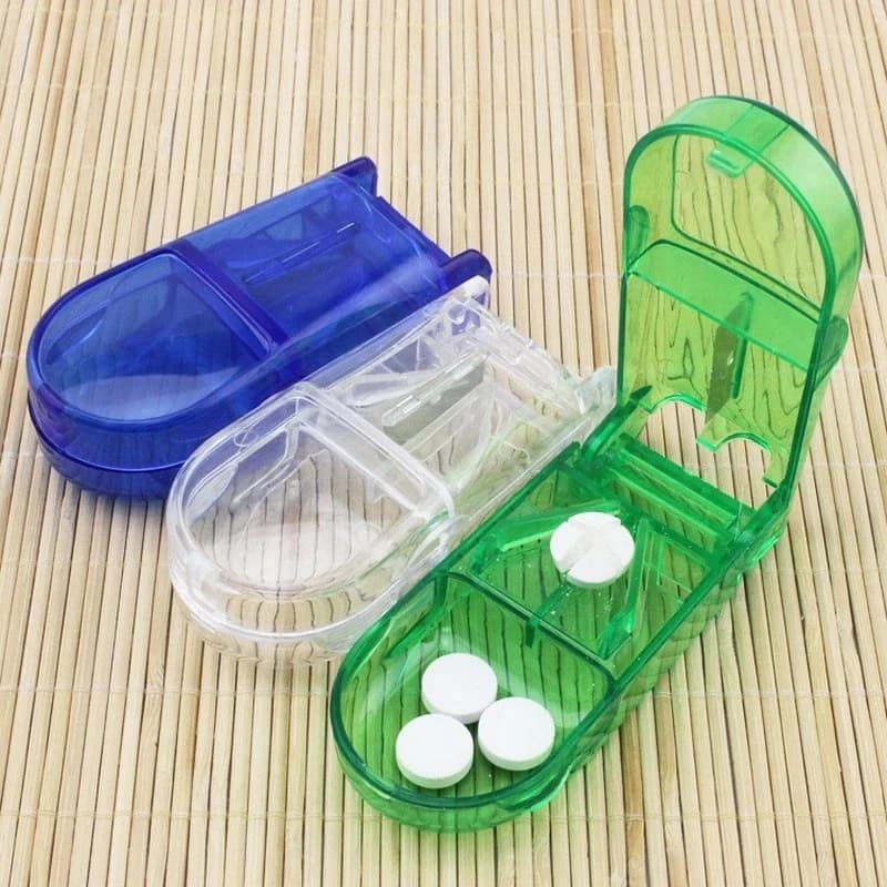 Taglierina per pillole per medicinali Scatola per medicinali Taglierina per compresse per medicinali Splitter Scomparto portatile Scatola per pillole Custodia per pillole per assistenza sanitaria