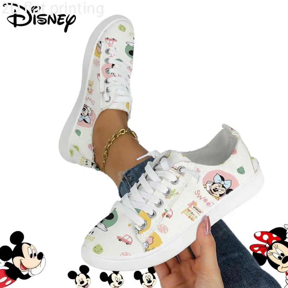 Casual sneakers with Disney print Sweet Minnie Mouse – Light shoes with women's laces