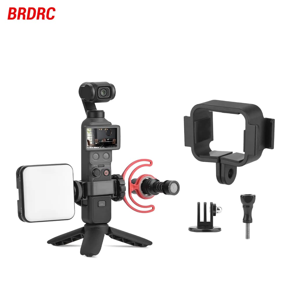 Adattatore di estensione BRDRC per accessori fotocamera DJI OSMO Pocket 3/4 con doppio attacco cold shoe per luce di riempimento/attacco per microfono