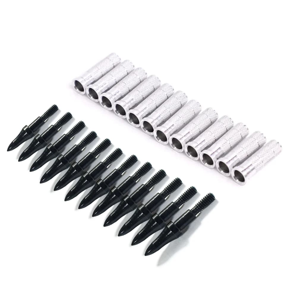 24 Set di Punte per Frecce da Tiro con l'Arco da 75gns con Inserto in Alluminio per Frecce in Carbonio/Fibra di Vetro/Alluminio con Diametro Interno di 6,2mm