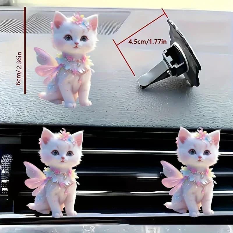 2 Pieces Cute Kitty Puppy Angel Girl 2D Flat Acrylic Deodorant For Car Clip vent decoration for aromatherapy gifts long lasting scents