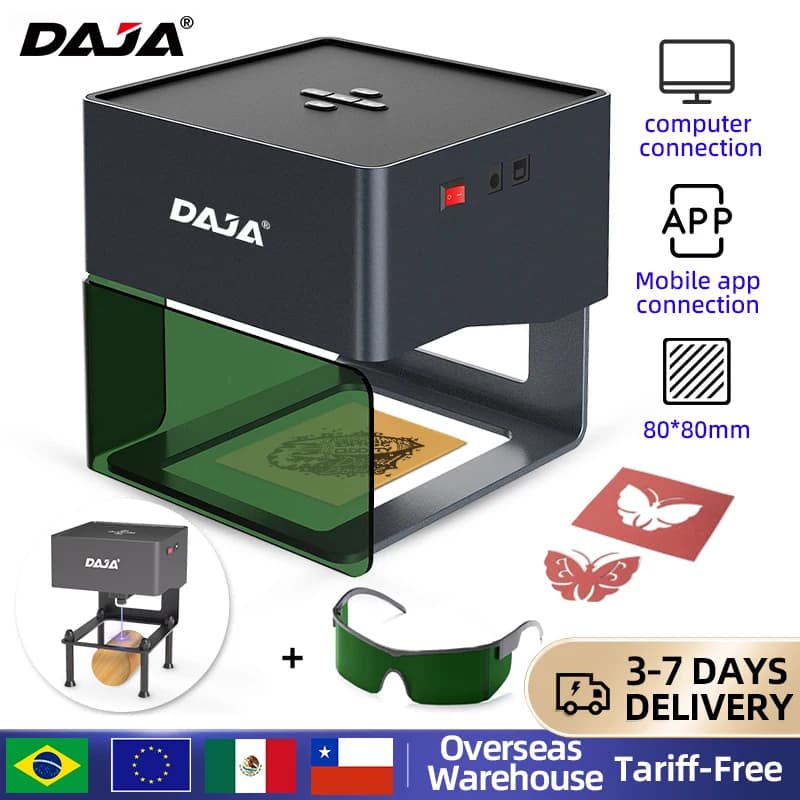 DAJA DJ6 Mini Portable Laser Engraver DIY Machine Bluetooth Painted Dog Card Paper Leather Plastic Logo CNC Machine