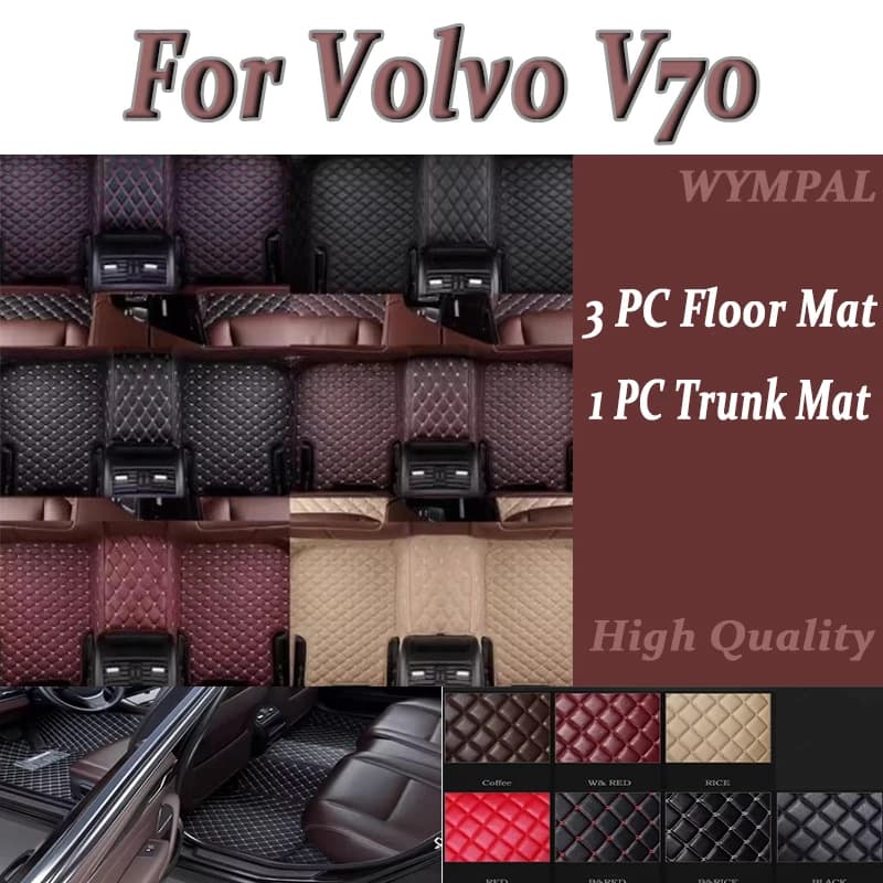 Luxury Custom Auto Luxury Leather Car Floor Mat For Volvo V70 2000 2001 2002 2003 2004 Car Mat Full Set Women Accessories Mats