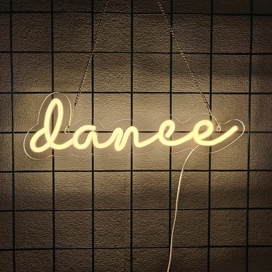 "Dance" Neon Sign, Hanging LED Neon Light, USB Powered Wall Decor for Bedroom, Dance Studio, Bar, Wedding and Party