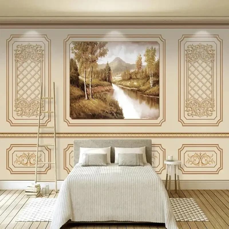 European Style Retro 3D Wallpaper Custom Abstract Geometric Landscape Mural for Living Room Bedroom Photo Wall Art Background