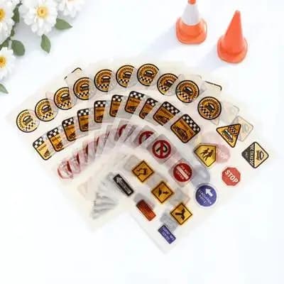 10 Sheets Traffic Sign Stickers Removable Road Decals For Kids Educational Play Diy Scrapbook Sticker Set Road Traffic Sign