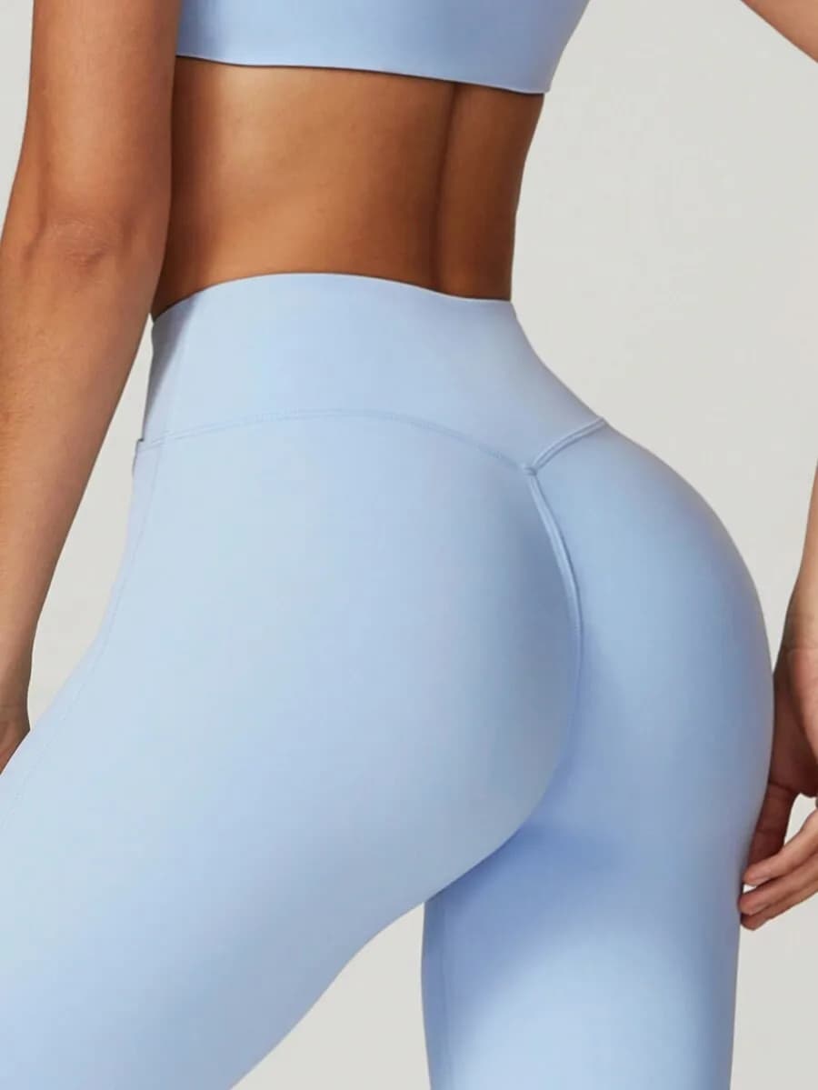 Set da yoga a vita alta da donna, due pezzi, leggings e top corto