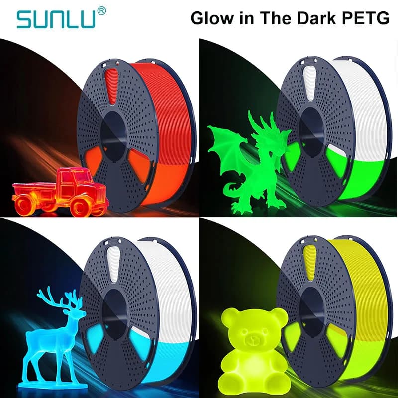 SUNLU PETG Filament that lights in the dark Bright PETG Filament 1,75 mm +/- 0.02 mm 1 kg Filament suitable for most 3D FDM printers