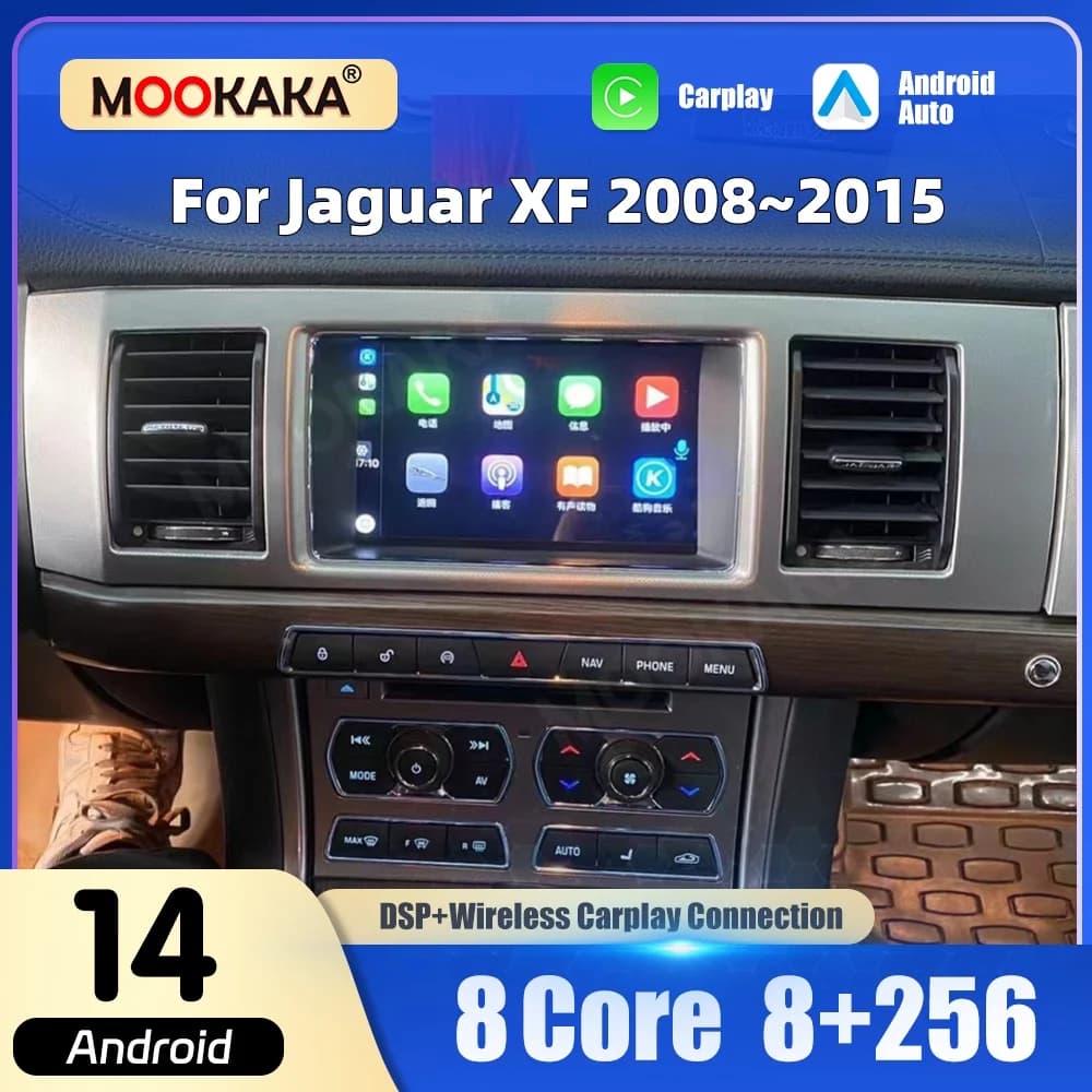 For Jaguar XF 2008~2015 Car Radio Player Android Carplay Air Conditioning Touch Screen Multimedia GPS Navigation Head Unit