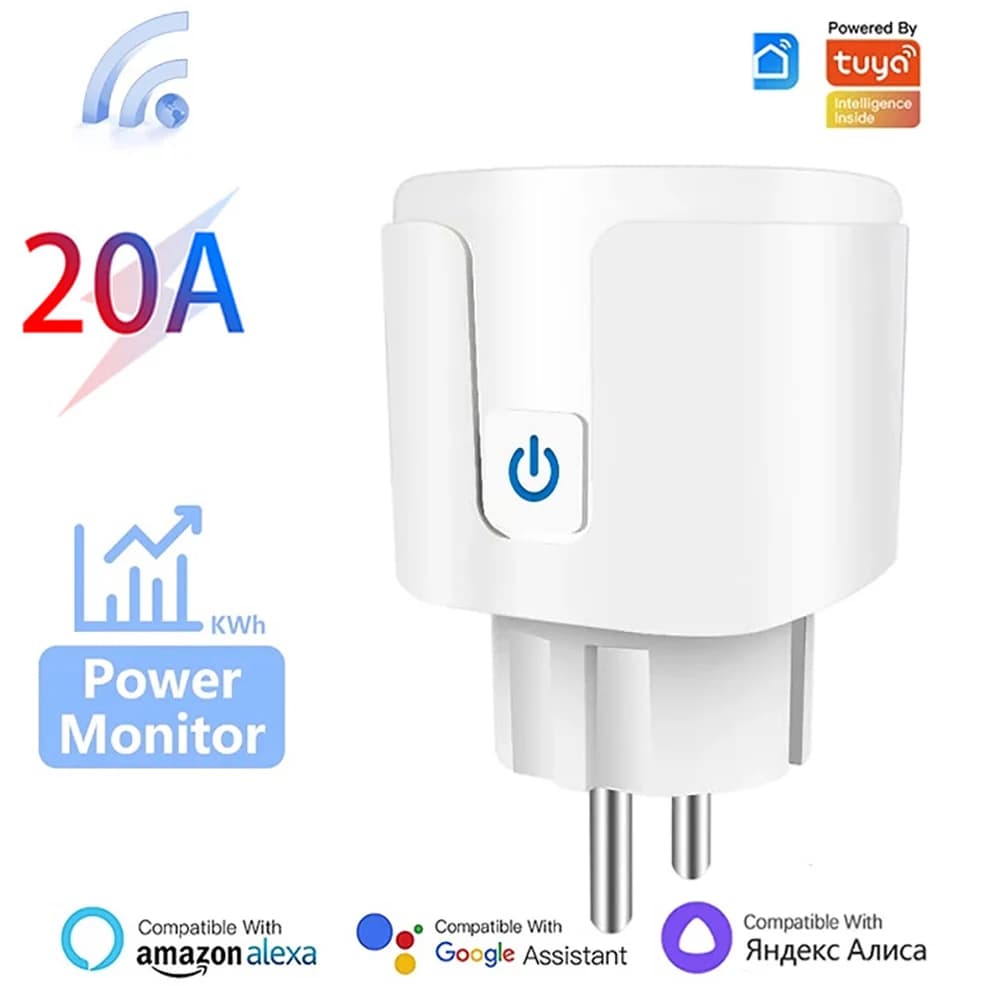 Smart WiFi Szaoiju 16A/20A with Energy Monitoring and Timer, Compatible with Tuya Smart Life App, Alexa and Google Home