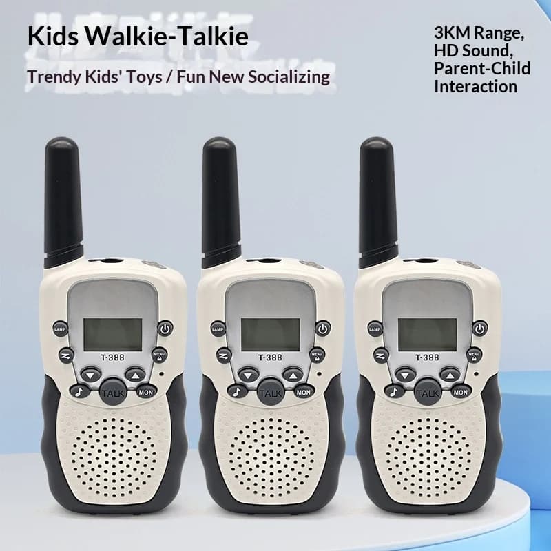 Walkie Talkie per Bambini T388, Confezione da 2, Frequenza EU/US, Giocattolo Interattivo per Esterni e Interni, per Ragazzi e Ragazze, Comunicazione Genitore-Figlio