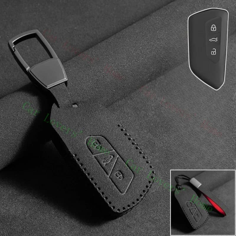 Custodia per chiave auto in pelle scamosciata A++ per VW ID.3 ID.4 Golf 8 Mk8 GTI GTD R Seat Leon