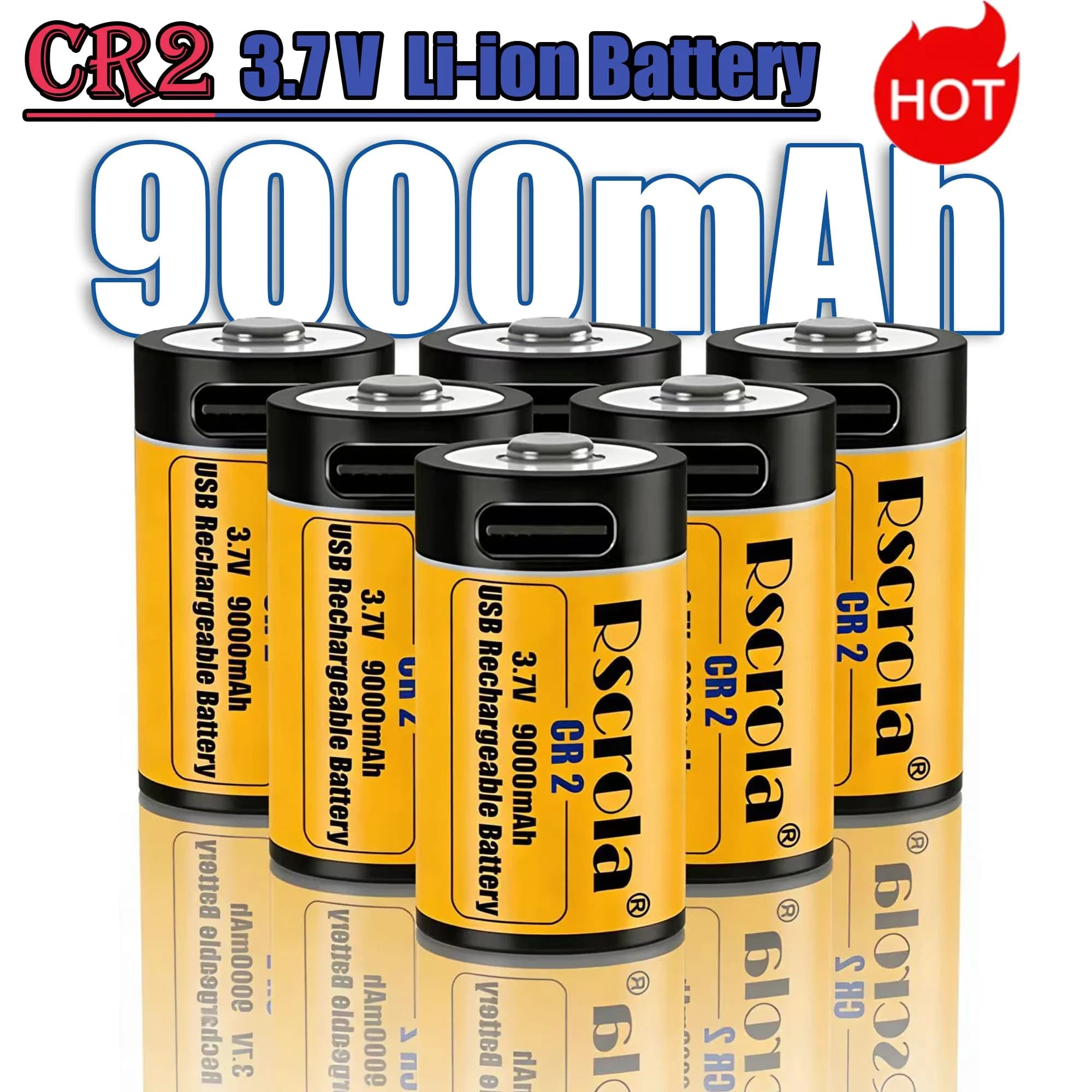 Batteria al Litio Ricaricabile CR2 3.7V a Lunga Durata, Ricarica USB, Batteria di Ricambio per Torcia, Campanello Intelligente, Allarme di Sicurezza