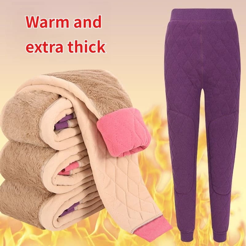 Pantaloni da donna con fondo caldo addensato Leggings elasticizzati a vita alta delicati sulla pelle Pantaloni morbidi con strato foderato in pile al ginocchio Pantaloni termici