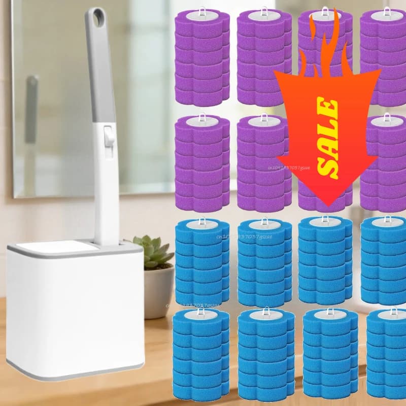 Spazzola per WC Usa e Getta con Spugna di Ricambio, Accessori per la Pulizia del Bagno