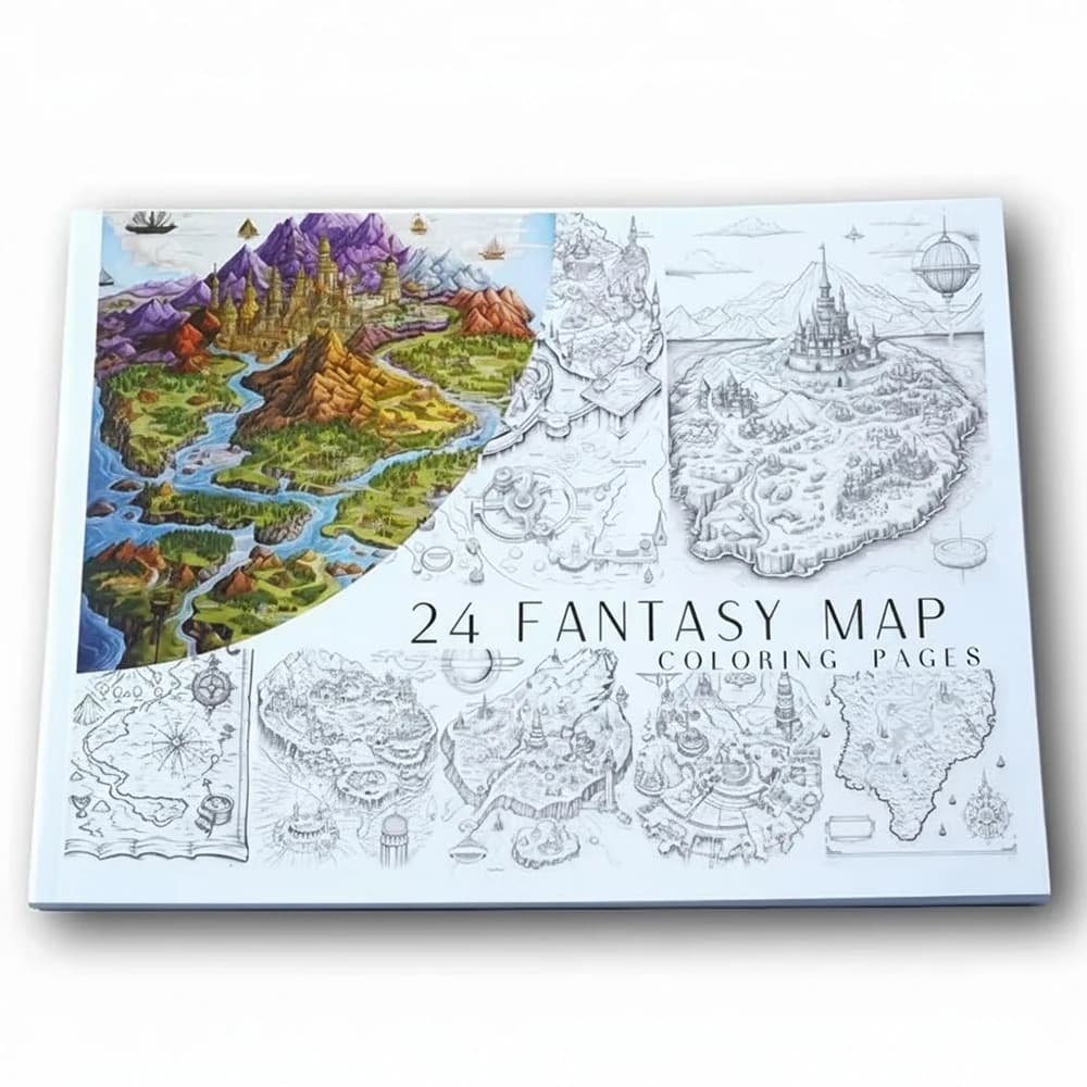 A4 Fantasy Map Coloring Book, Adult Stress Relief Drawing Coloring Book, Graffiti Coloring
