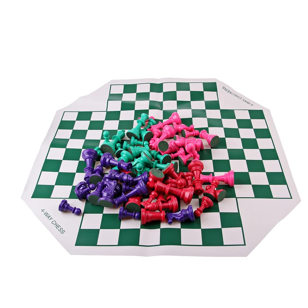 Set di Scacchi per Quattro Giocatori, Gioco da Tavolo di Lusso, Scacchiera Portatile da Viaggio, Avanzato per Casa e Viaggi