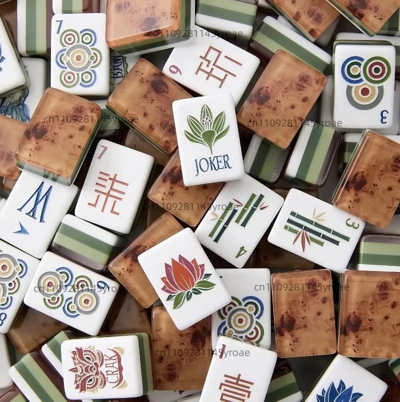 Customize 4-Layer Wood Grain Acrylic American Mahjong Set with 160 Tiles for Gathering