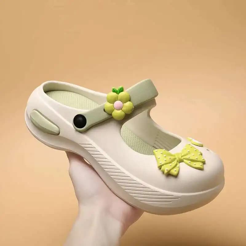 Sandali con plateau da donna Zoccoli Mary Jane Simpatico fiocco con nodo Supporto per arco Scarpe da giardino Pantofole da spiaggia per esterni Slip-On Aumento di altezza