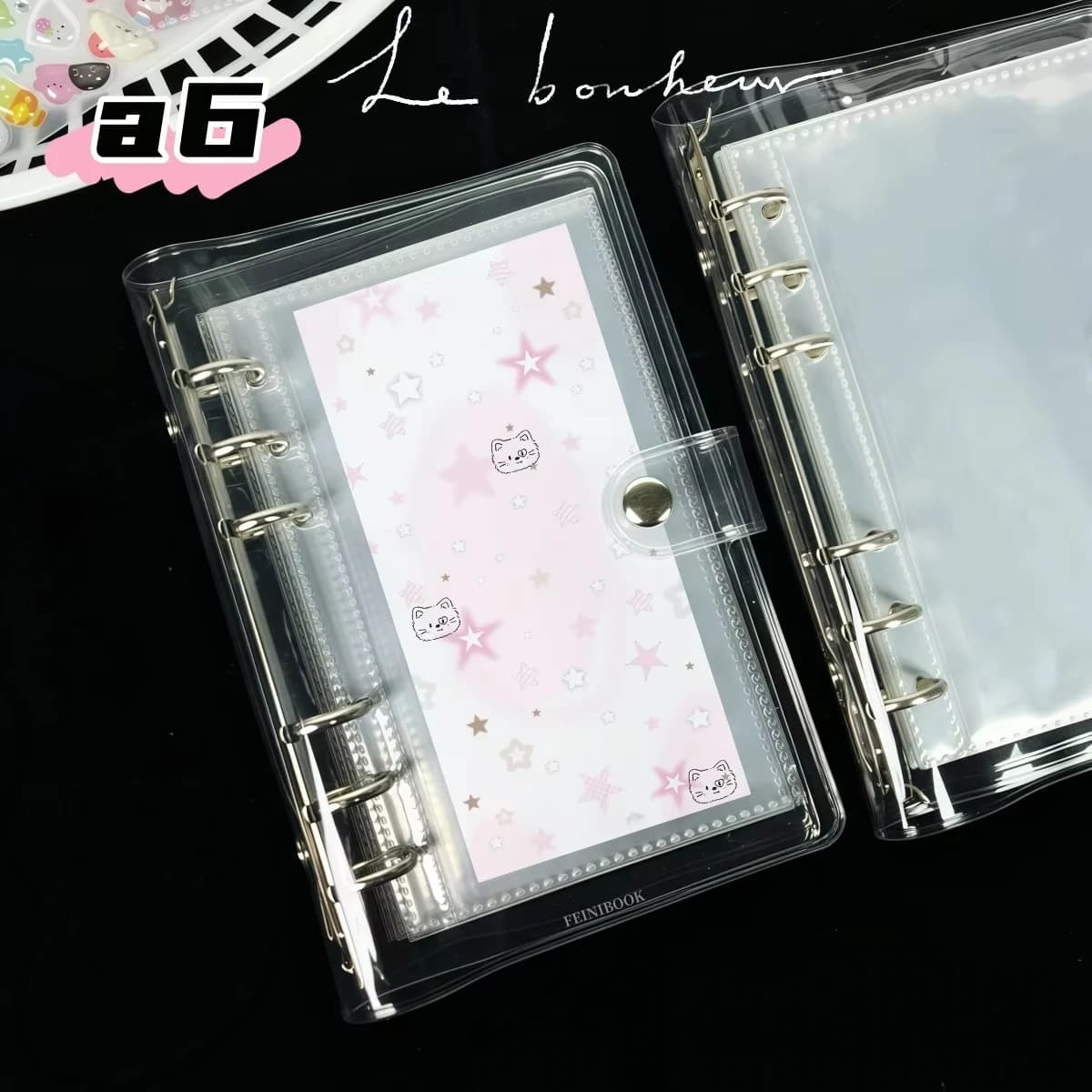 1Pc A6 Transparent Planner, Transparent Single-Ring Soft Leather Binder, Transparent Sticker Book, DIY Planner, Large Capacity Sticker Storage Book, Pp Material Transparent Refillable Pages, K-Pop Photo Card Storage, Suitable for Scrapbooking, Sticker Collection, Ticket and Receipt Storage, Student Stationery Supplies
