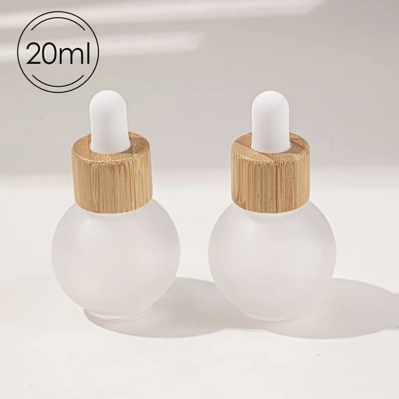 1PC 20ml Mini Dropper Bottles Glass Empty Essential Oil Aromatherapy Diffuser Bottles Natural Bamboo Wood Cap Bottles