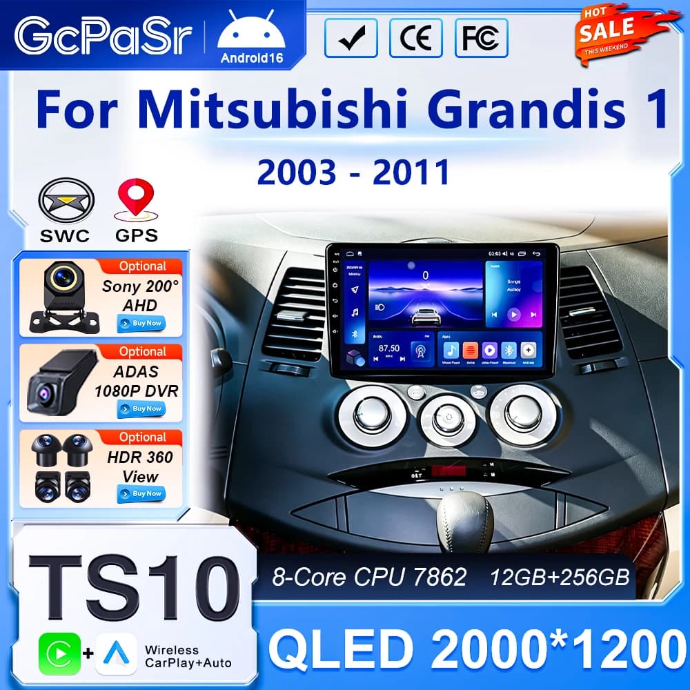 Android 16 Car Radio Player For Mitsubishi Grandis 1 2003 2004 2005 2006-2011 Auto GPS Navigation Carplay Bluetooth DSP Wifi 5G