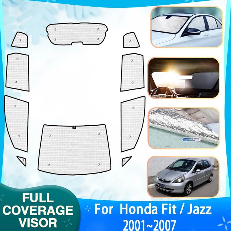 Auto Copertura Completa Parasole Per Honda Fit Jazz 2001 ~ 2007 GD1 GD3 GD5 Auto Protezione Solare Finestra Parasole Coperture Accessori Visiere Solole