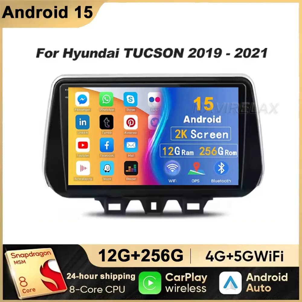 Car Radio For HYUNDAI Tucson 2019 2020 2021 2Din Android Stereo DVD GPS Navigation Video Player Multimedia Carplay Android Auto