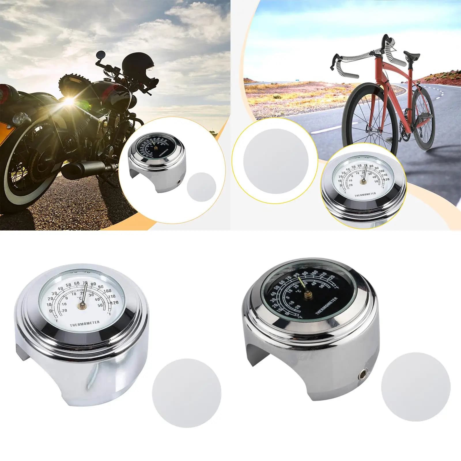 Termometro da manubrio di ricambio con chiave Accessorio per ciclismo moto Indicatore di temperatura Attacco robusto ad alte prestazioni