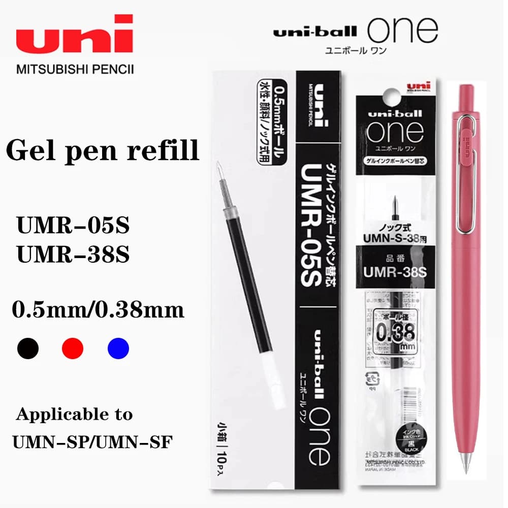 10 pezzi Uni-ball One ricarica penna gel UMR-05S/UMR-38S applicabile a UMN-SP/UMN-SF ritorno a scuola cancelleria giapponese 0,38 mm/0,5 mm