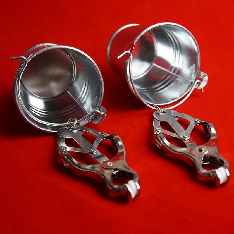 Morsetti per capezzoli BDSM Pincher con supporto per pesi stile secchio, clip vaginale per labbra, giocattoli sessuali per coppie, giochi per adulti
