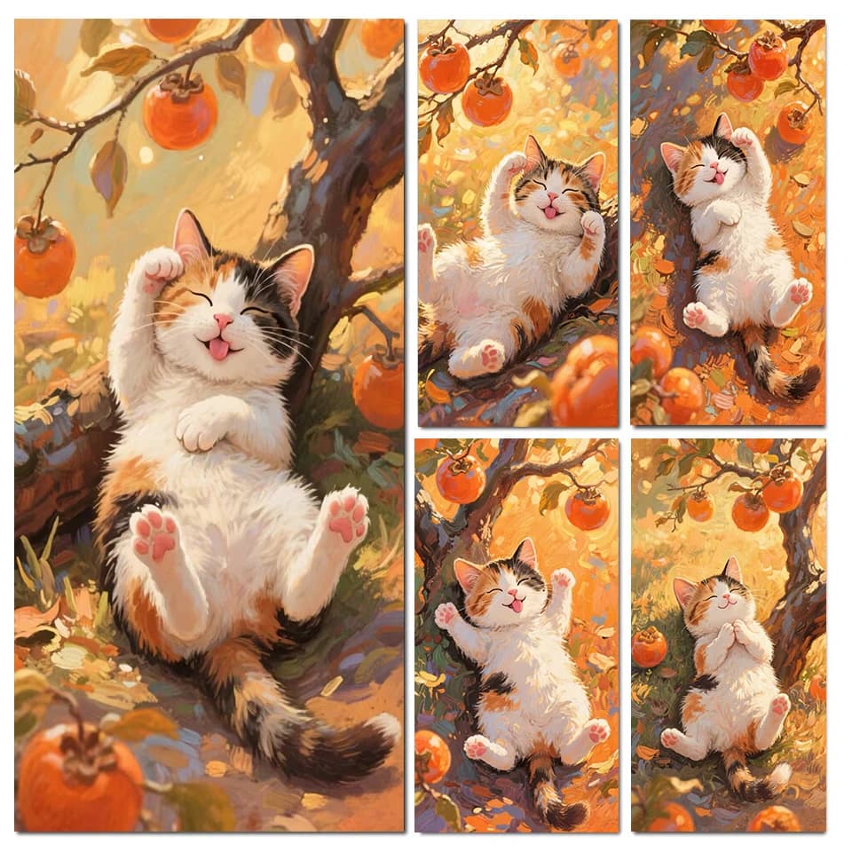 Set per Pittura Diamante 5D Fai da Te con Animali Cartoon, Ricamo a Diamante, Mosaico Gatto, Punto Croce per Decorazioni Casa e Regali