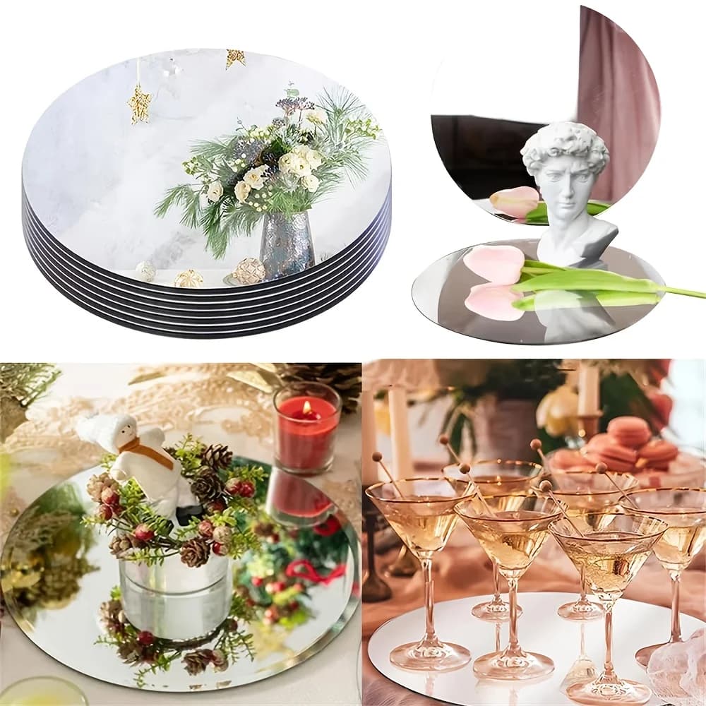 Practical 30CM Ins Style Home Decor Mirror Stickers Scented Candles Flower Trays Photography Props Easy Install High Quality