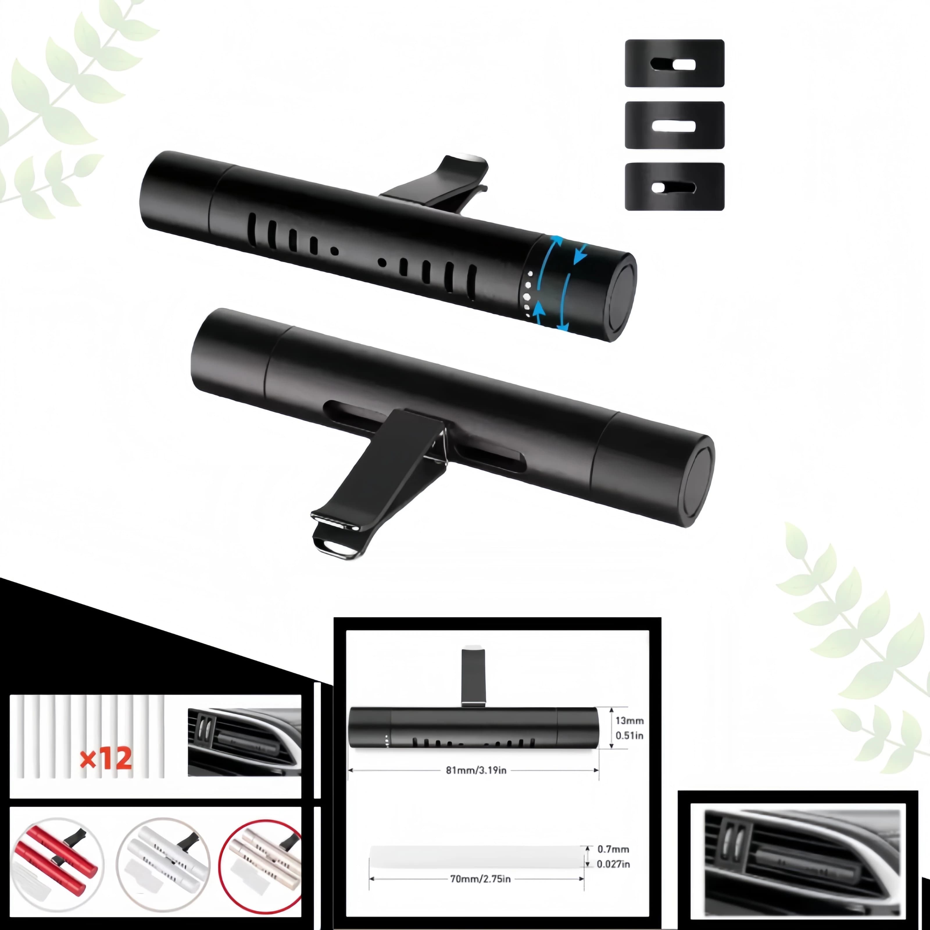 2 cylindrical parts for deodorant car for essential oil clip venting scent long lasting fragrance diffuser accessories for interior car