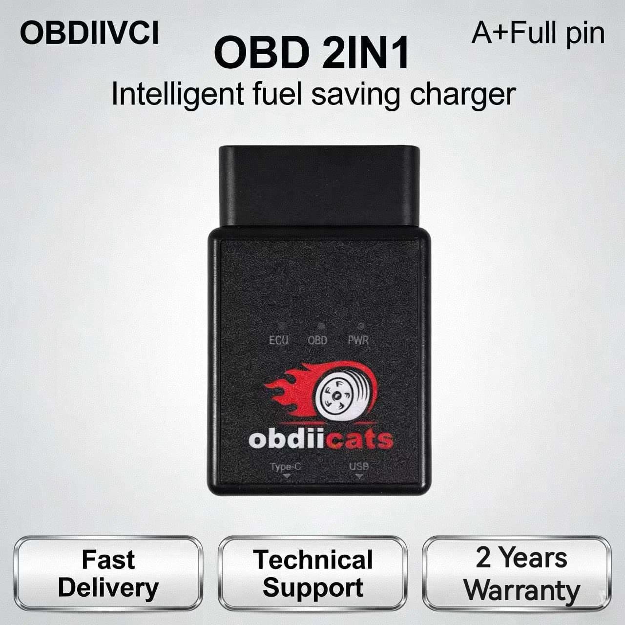 Obdiicats OBD 2IN1 With Fast Charger For Benzine&Diesel Cars Increase Power Upgraded From HK-V3 Fuel Saving Chip Tuning Box