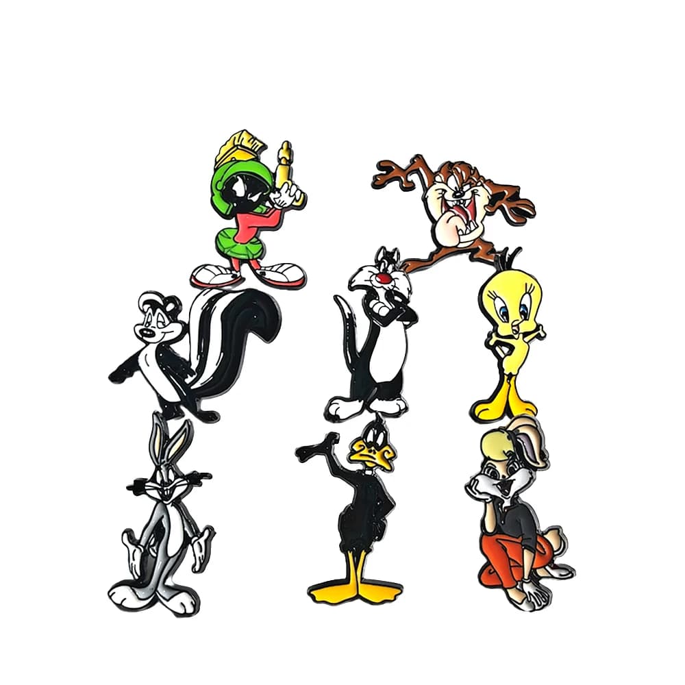 Set di 8 Spille da Bavero con Personaggi Cartoon, Simpatici Coniglietti, Paperini, Tweety, Spille in Metallo, Distintivi Anime Animali per Accessori Zaino