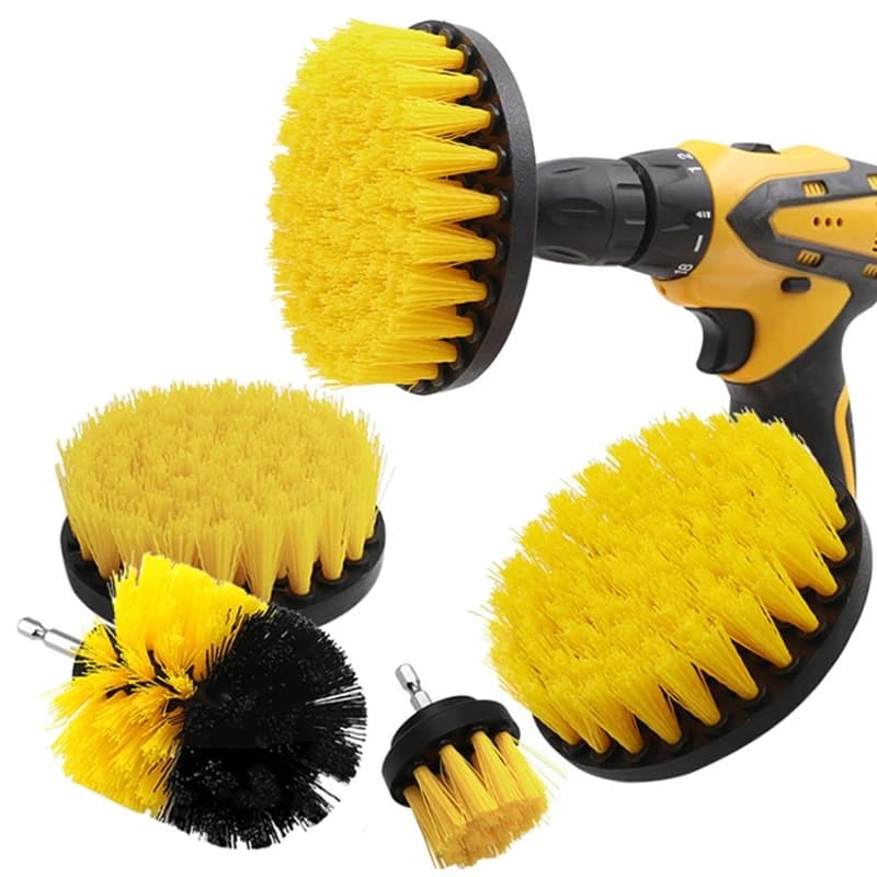 Set di spazzole per trapano elettrico Strumento per la pulizia dei pneumatici per auto Bagno Cucina Spazzole rotonde in plastica per pavimenti in moquette