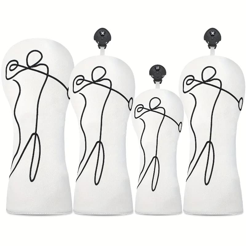 Copertura per mazza da golf, copertura per la testa della mazza da golf alla moda, design della linea minimalista bianca, antipolvere e durevole, protegendo la testa della palla