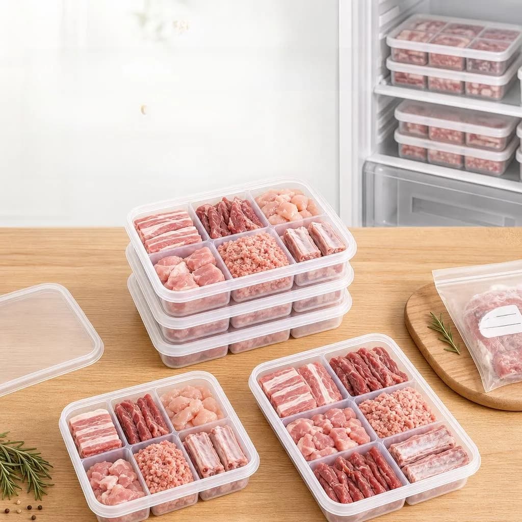 Contenitore per Carne da Frigorifero in Stile Giapponese, Scatola per Conservazione Alimenti di Grado Alimentare, Strumento di Organizzazione