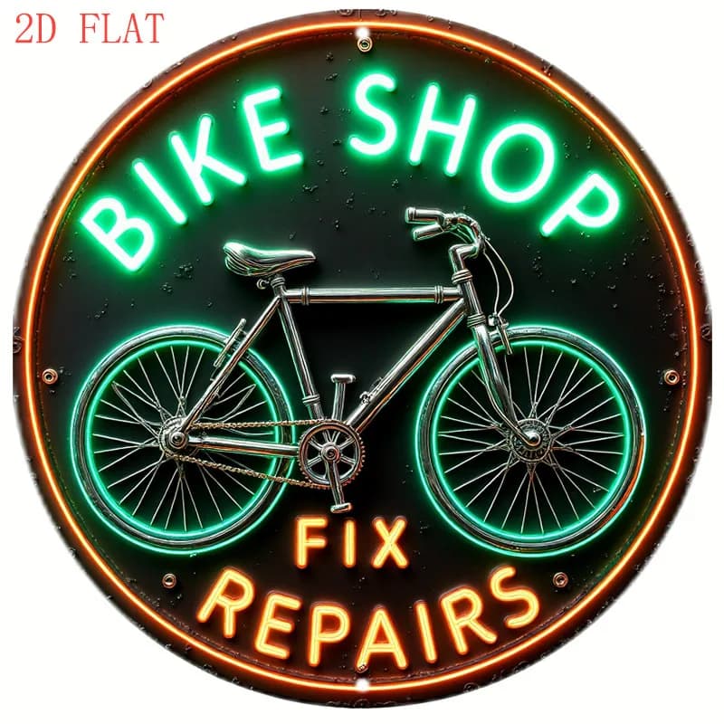 CIFBUY Retro Neon Bicycle Shop Sign Aluminum Wall Art Waterproof Fade Resistant Durable Metal Decor for Home Cafe Bar Farmhouse
