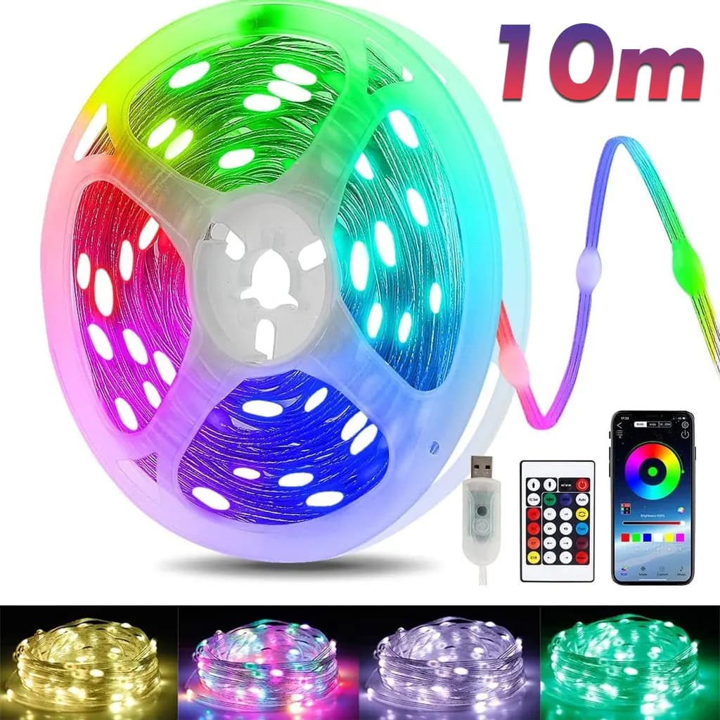 Bluetooth LED String Lights USB 5V Dreamcolor RGBIC Addressable Party Christmas Lights Wedding Decoration Fairy Garland