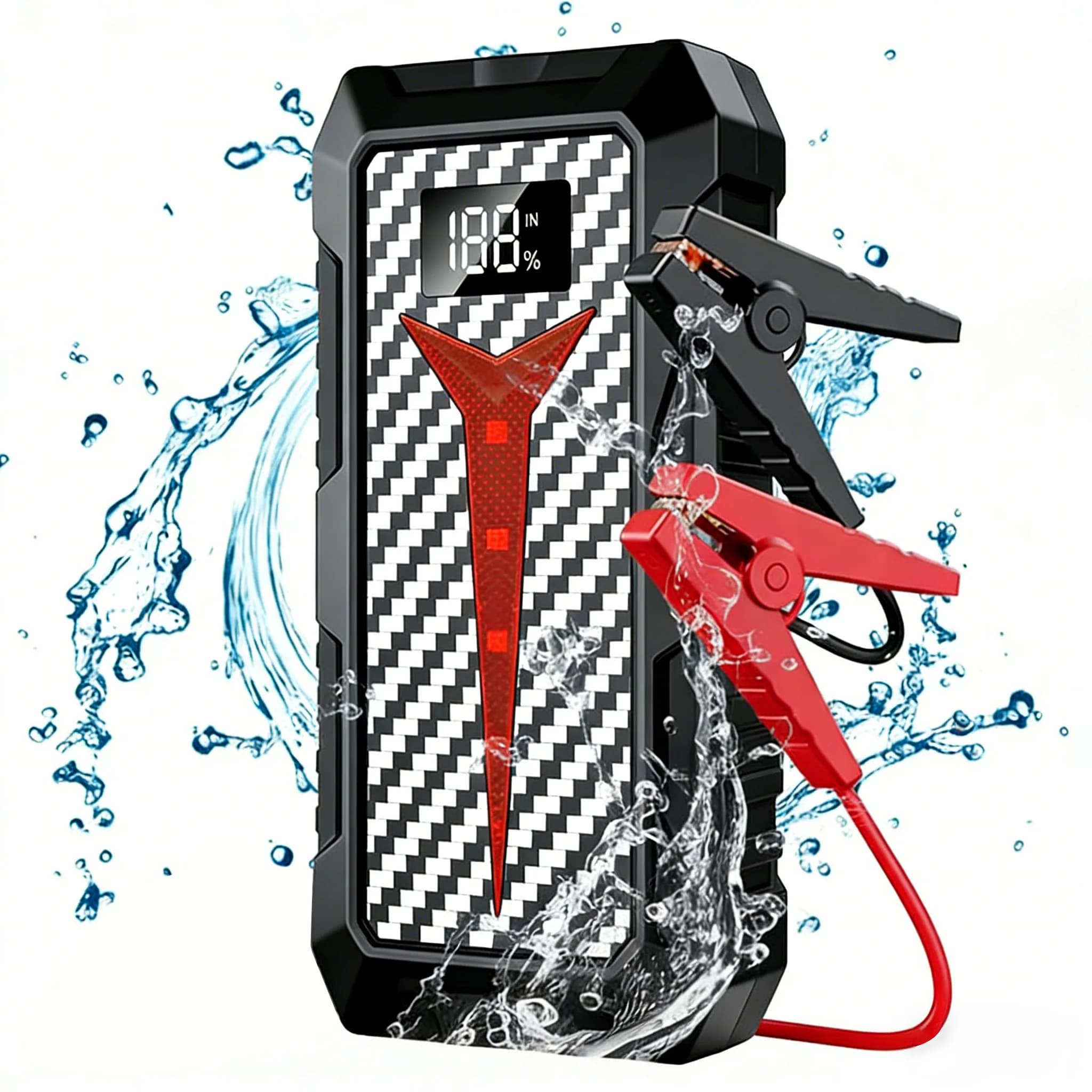 Nuovo Avviatore d'Emergenza Portatile Intelligente 2026, Booster Batteria Auto 12V 99800mAh con Power Bank, Luce LED e Funzione di Ricarica Rapida